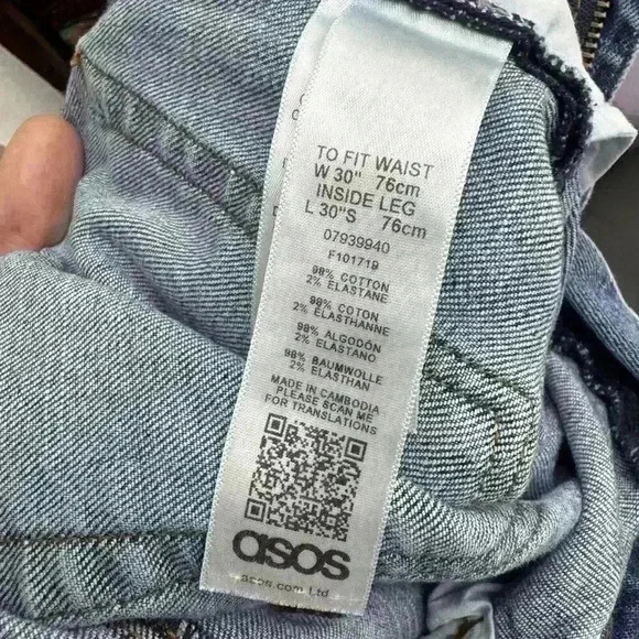 ASOS womens skinny‎ Stretch jeans Light blue size 30 cotton blend Ankle Denim - Picture 10 of 12